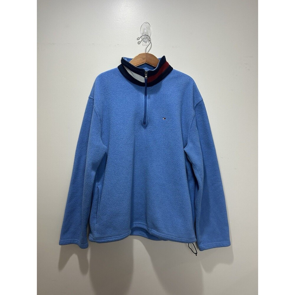 Vintage Y2K Tommy Hilfiger Blue Fleece 1/4 Zip Pullover Size L